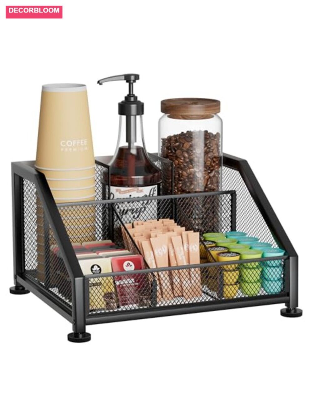 Metal Coffee Pod Holder Organizer for Countertop Tiered Storage Shelf